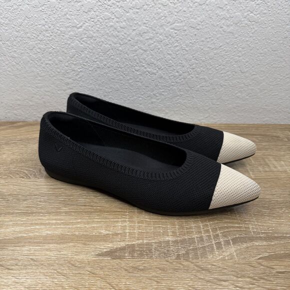 Vivaia Pointed-Toe Ballet Flats Aria 5° SIZE EU 39 | US 8 Black Cream Comfort - Picture 2 of 13